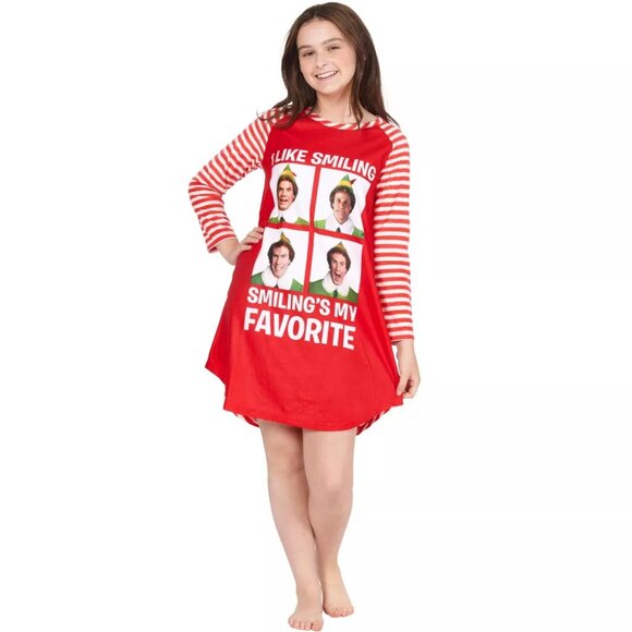 NEW Elf The Movie Will Farrell Santa Holiday Christmas Fleece Raglan Nightgown - Picture 1 of 9